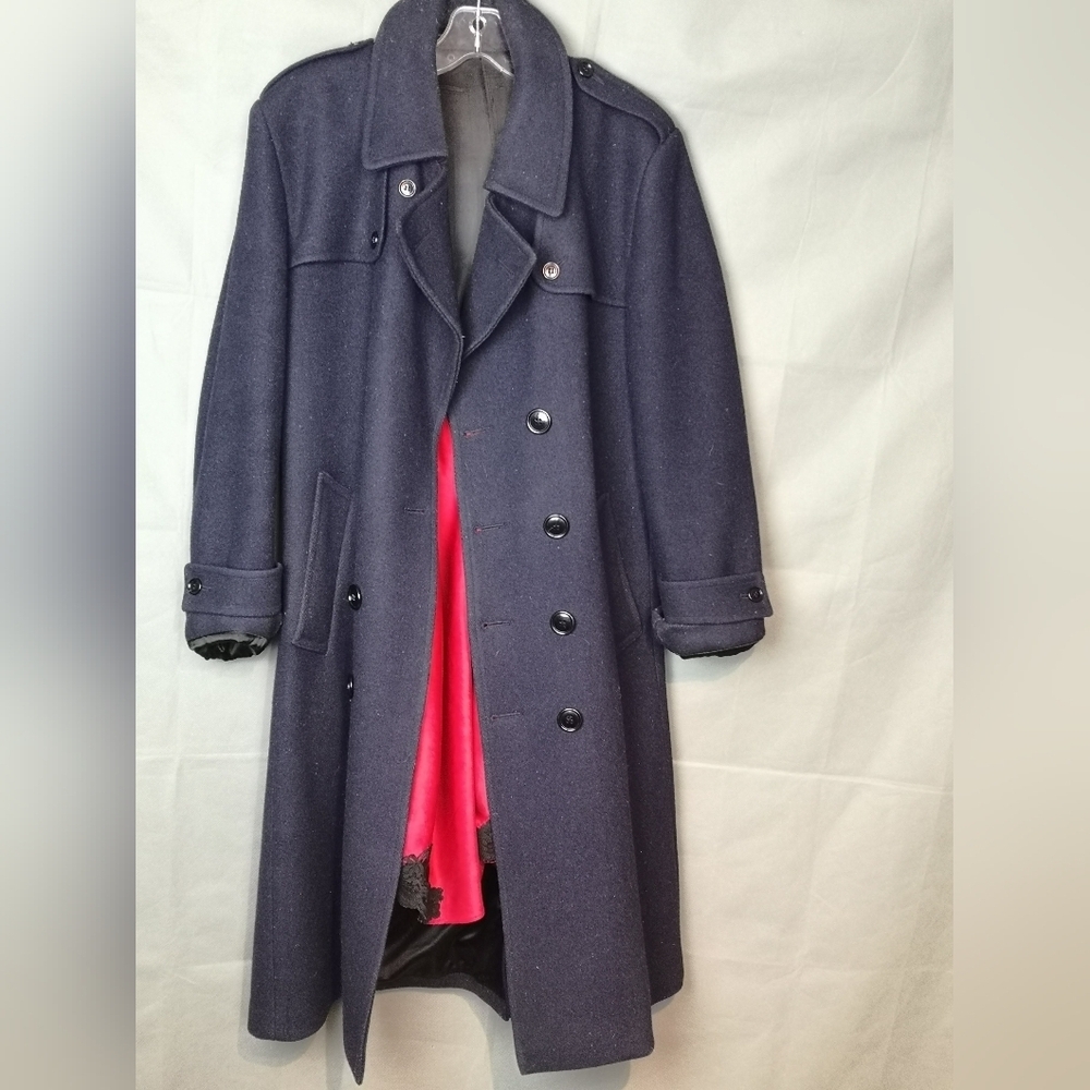 TheStyleMinr Vintage Collection: Tailored Military Navy Long Blue Wool Pea Coat
